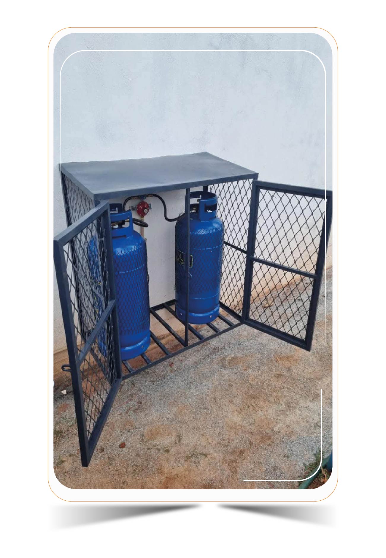 Dual 19kg (38kg bank) LPG installation with cage